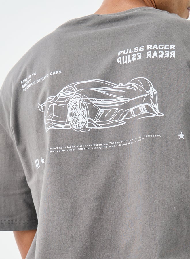 ستايلي تيشيرت رجالي كبير الحجم برسومات خلفية - Image 4